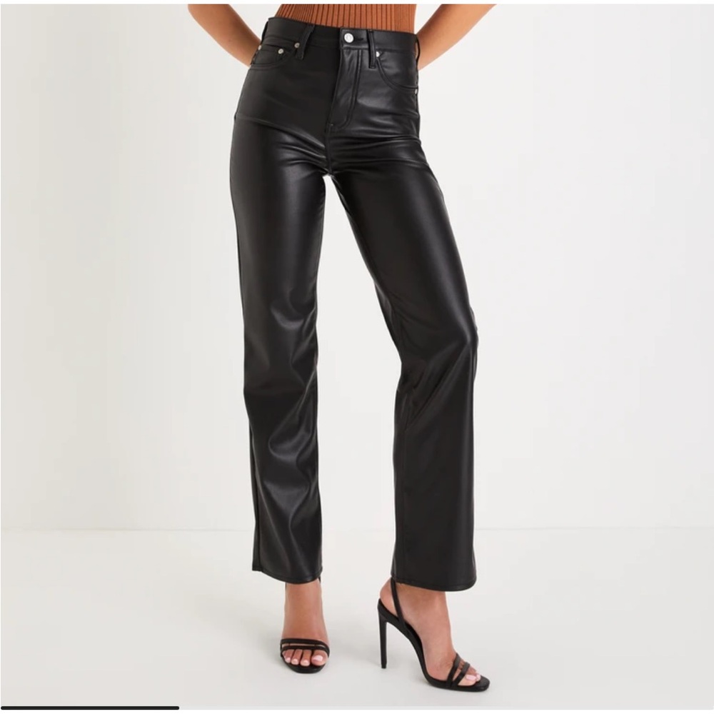 Daze Faux Leather Pants High Rise Straight 27